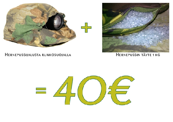 Hernepussi-jalusta runkosuojalla + 1 kg täyte Hernepussi-jalusta runkosuojalla + 1 kg täyte